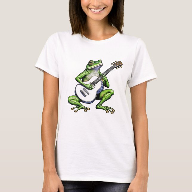 Funny Frog Spela Guitar T Shirt (Framsida)