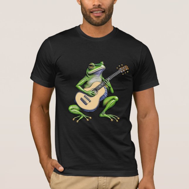 Funny Frog Spela Guitar T Shirt (Framsida)