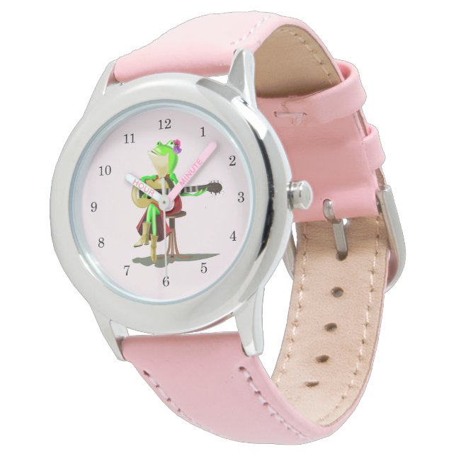 Funny Frog Spela Guitar Watch Gift Armbandsur (Vinklad)