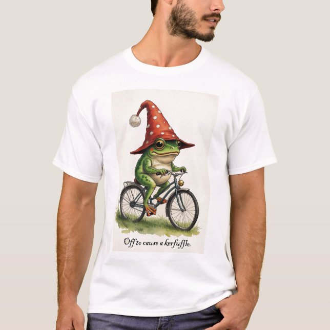 Funny Frog T-Shirt: Off to Cause a Kerfuffle  T Shirt (Framsida)