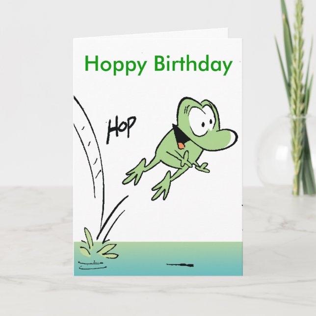 Funny Frog Tecknad Hoppy Birthday Card Kort (Framsida)