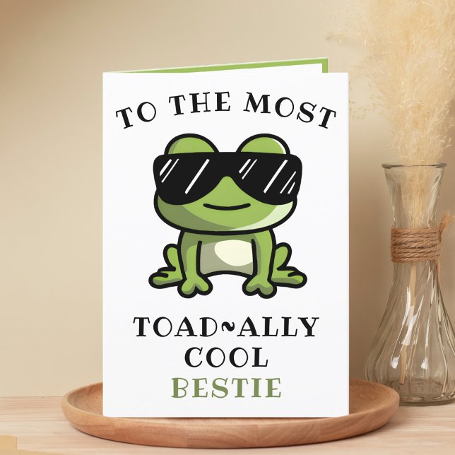 Funny Frog Toad Coola Best Friend Grattis på födel Tack Kort (Funny Green Frog Toad Cool Best Friend Happy Birthday Thank You Card)