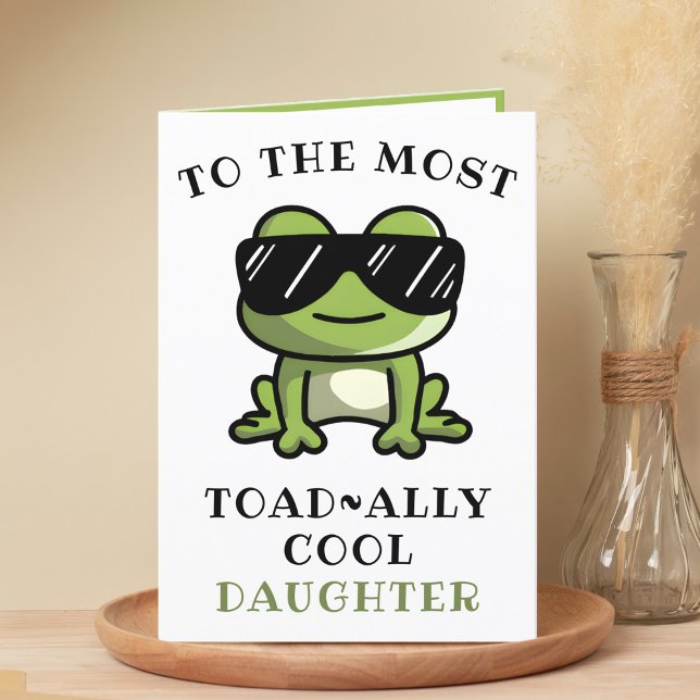 Funny Frog Toad Coola Dotter Grattis på födelsedag Tack Kort (Funny Green Frog Toad Cool Daughter Happy Birthday Thank You Card)