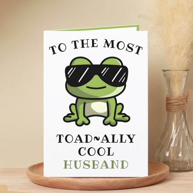 Funny Frog Toad Coola Spouse Grattis på födelsedag Tack Kort (Funny Green Frog Toad Cool Husband Happy Birthday Thank You Card)
