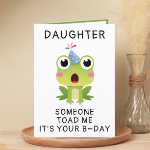 Funny Frog Toad Croak Daughn Grattis på födelsedag Tack Kort