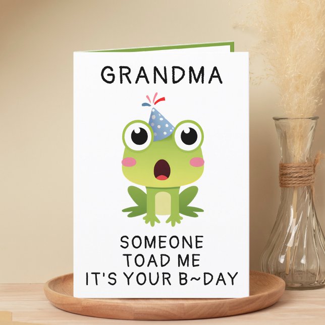 Funny Frog Toad Croak Grandmor Grattis på födelsed Tack Kort (Funny Frog Toad Croak Grandmother Happy Birthday Thank You Card)