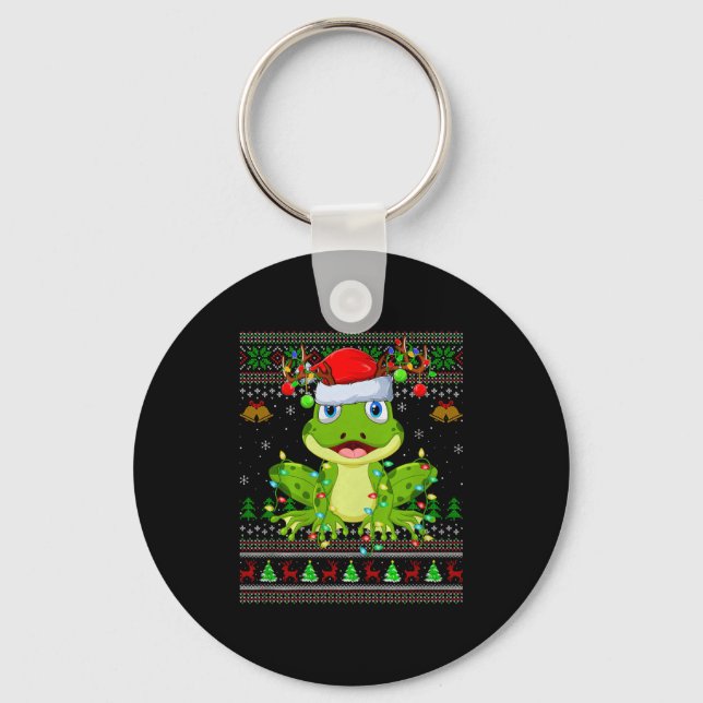 Funny Frog Ugly Christmas Sweaters Holiday Santa C Nyckelring (Framsida)