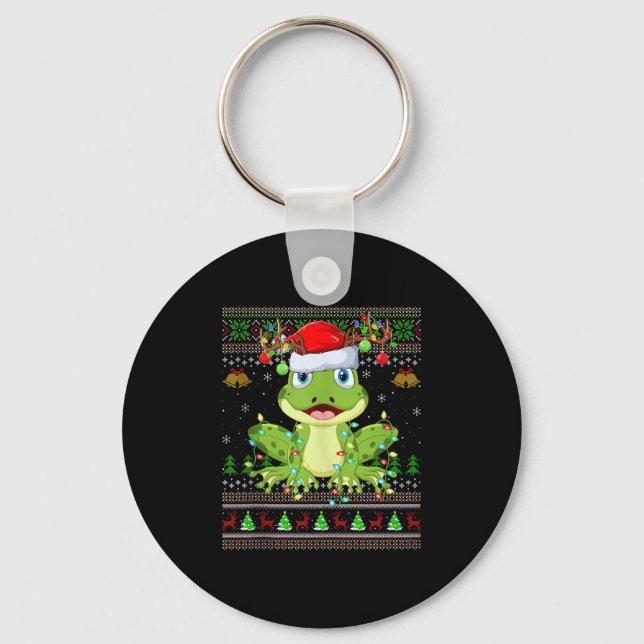 Funny Frog Ugly Christmas Sweaters Holiday Santa C Nyckelring (Framsida)