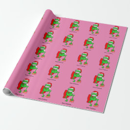 Funny Frog Wearing A Red Jultomten Hat Presentpapper