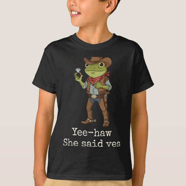 Funny Frog Western Engagement Matching Couples Tee (Framsida)