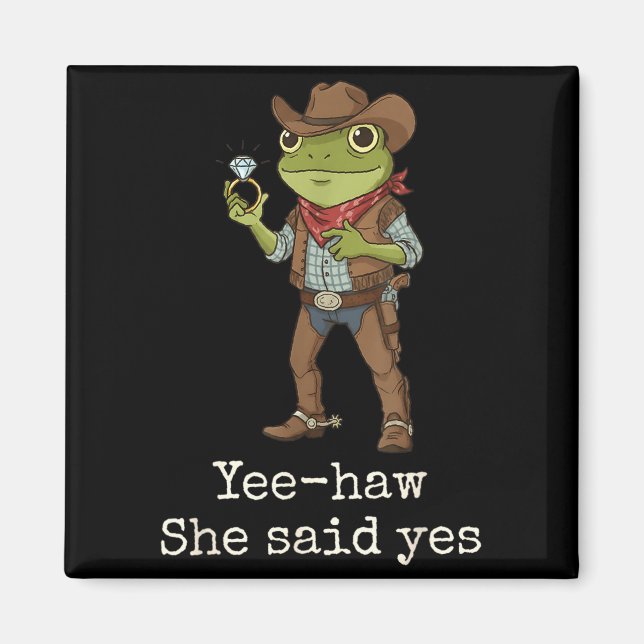 Funny Frog Western Engagement Matching Couples Tee Magnet (Framsidan)