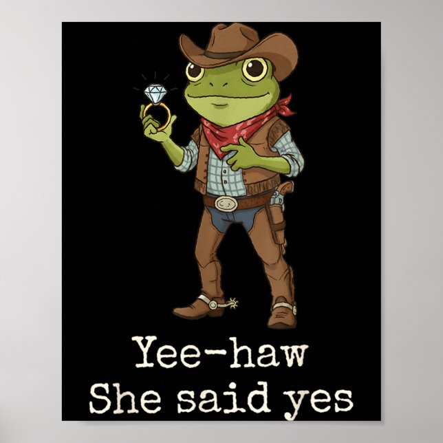 Funny Frog Western Engagement Matching Couples Tee Poster (Framsidan)