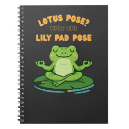 Funny Frog Yoga Tecknad Lotus Lily Pad Pose Design Anteckningsbok