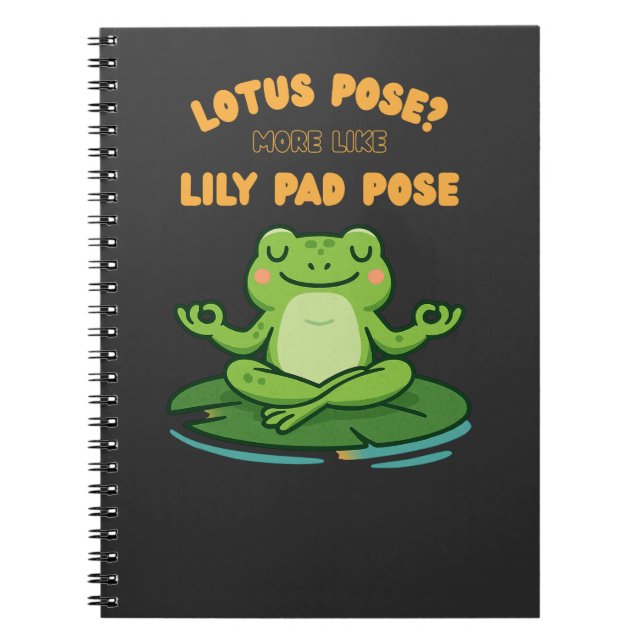 Funny Frog Yoga Tecknad Lotus Lily Pad Pose Design Anteckningsbok (Framsidan)