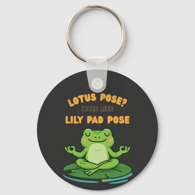 Funny Frog Yoga Tecknad Lotus Lily Pad Pose Design Nyckelring (Framsida)