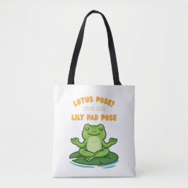 Funny Frog Yoga Tecknad Lotus Lily Pad Pose Design Tygkasse