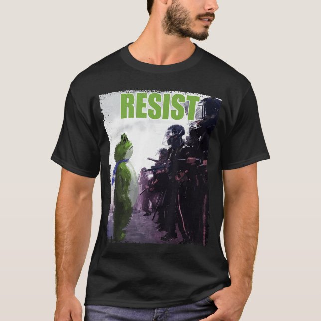 Funny Frogs Against Fascism Resist Stand for Freed T Shirt (Framsida)
