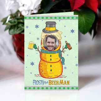 Funny Frosty Beer Man Humor Anpassningsbar Photo j Kort