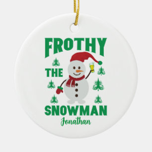 Funny Frothy Personligen Snögubbe Julgransprydnad Keramik