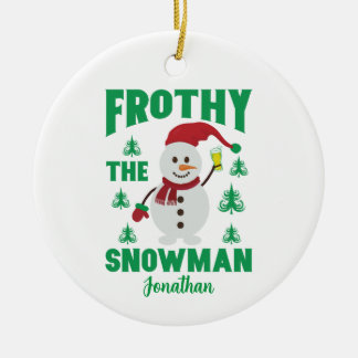 Funny Frothy Personligen Snögubbe Julgransprydnad Keramik