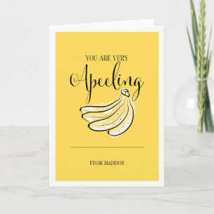 Funny Fruit Pun Apeeling Banana Valentine Card Helgkort