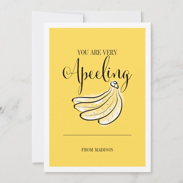 Funny Fruit Pun Apeeling Banana Valentine Card Julkort (Framsida)