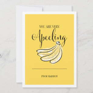 Funny Fruit Pun Apeeling Banana Valentine Card Julkort