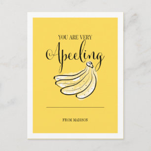 Funny Fruit Pun Apeeling Banana Valentine-vykort Helg Vykort