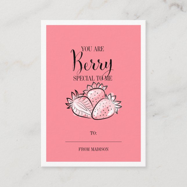 Funny Fruit Pun Berry Classroom Valentine Card Tidsbeställning Kort (Framsida)