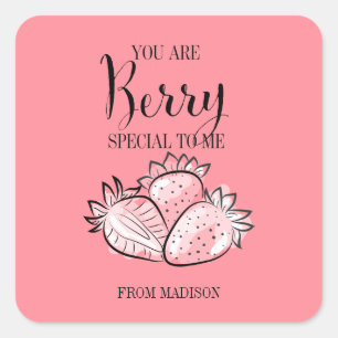 Funny Fruit Pun Berry Speciell Valentine Sticker Fyrkantigt Klistermärke