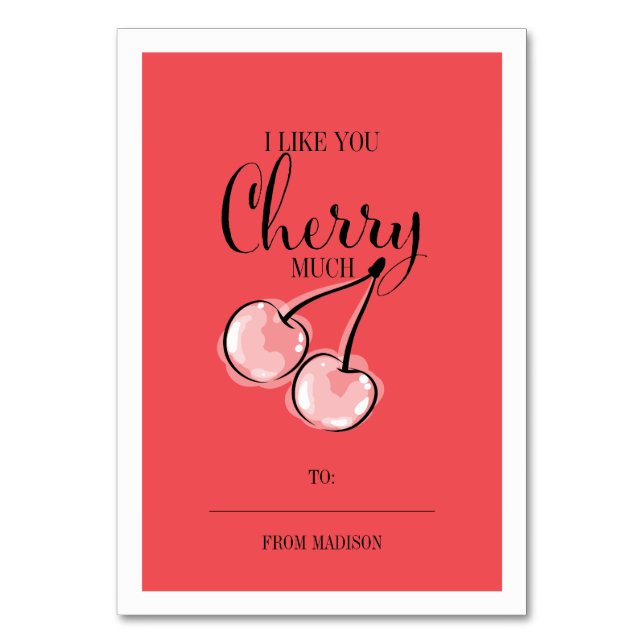 Funny Fruit Pun Cherry Classroom Valentine Card Bordsnummer (Framsidan)