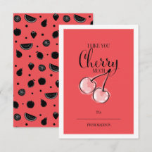 Funny Fruit Pun Cherry Classroom Valentine Card