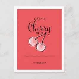 Funny Fruit Pun Cherry Valentine Postcard Helg Vykort