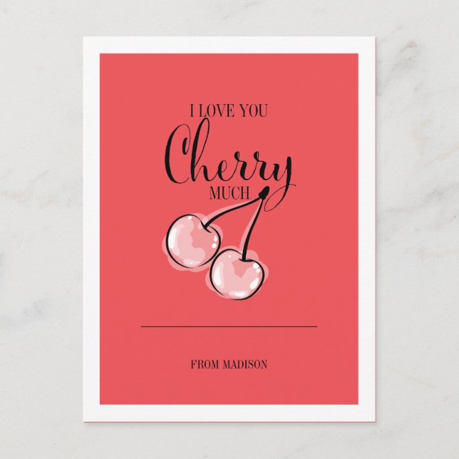 Funny Fruit Pun Cherry Valentine Postcard Helg Vykort (Framsida)