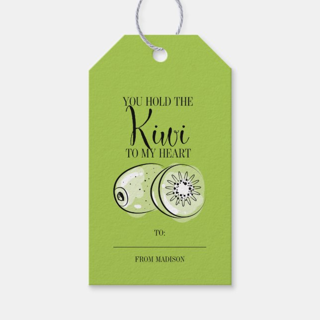 Funny Fruit Pun Kiwi Heart Valentine Gift-Märkre Presentetikett (Framsidan)