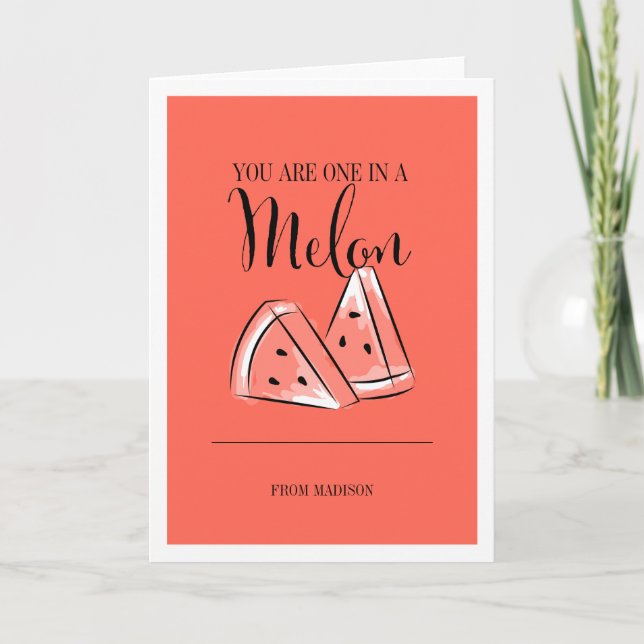 Funny Fruit Pun Melon Valentine Card Helgkort (Framsida)
