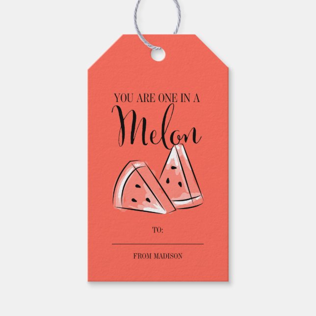 Funny Fruit Pun Melon Valentine Gift Märkres Presentetikett (Framsidan)