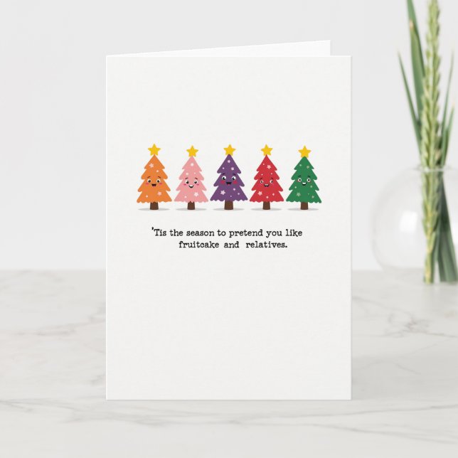 Funny Fruitcake Relatives Christmas Card Quote Kort (Framsida)