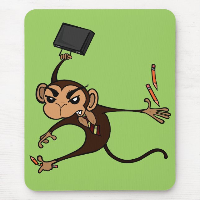FUNNY FRUSTRATED MONKEY LODRÄT MOUSE PAD MUSMATTA (Framsidan)