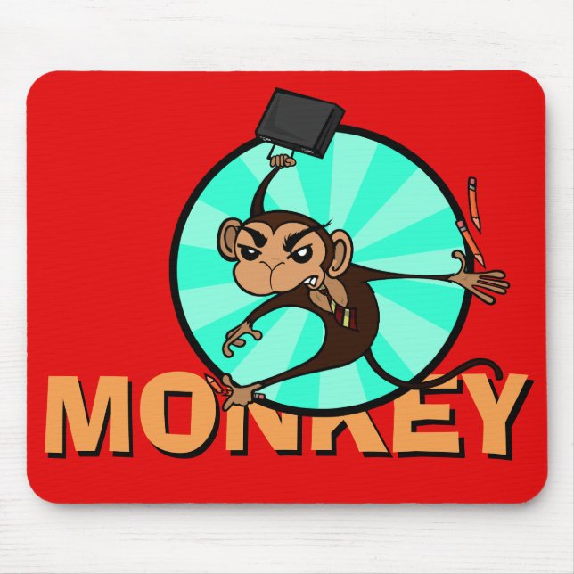 FUNNY FRUSTRATED MONKEY VÅGRÄT MOUSE PAD MUSMATTA (Framsidan)