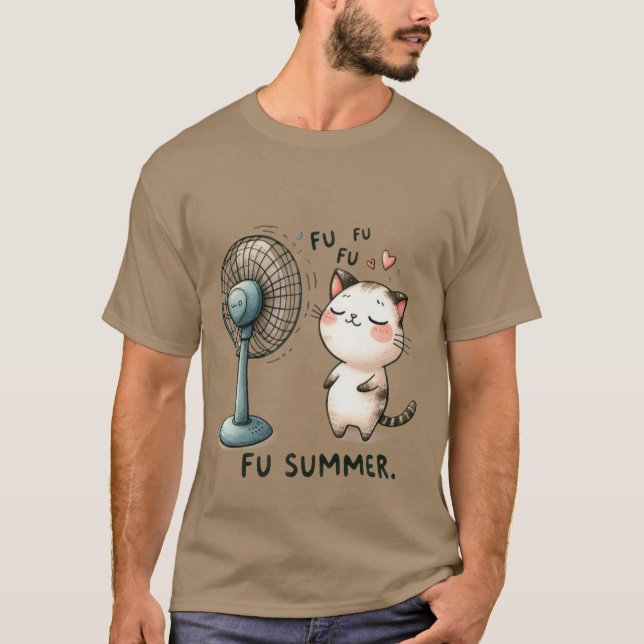 Funny "FU Summer" Cute Cat Cooling Fan ✨☀️🐈 T Shirt (Framsida)