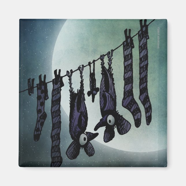 Funny Full Moon Fladdermus Magnet (Framsidan)