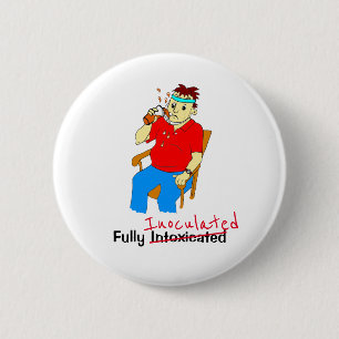 Funny Fully Vaccaccated Tecknad Male 6 Cm Round Ba Knapp