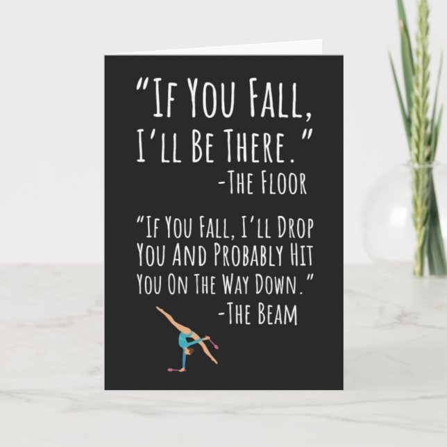 Funny Fun Gymnastics Cards Beam Humor For Her Girl Kort (Framsida)