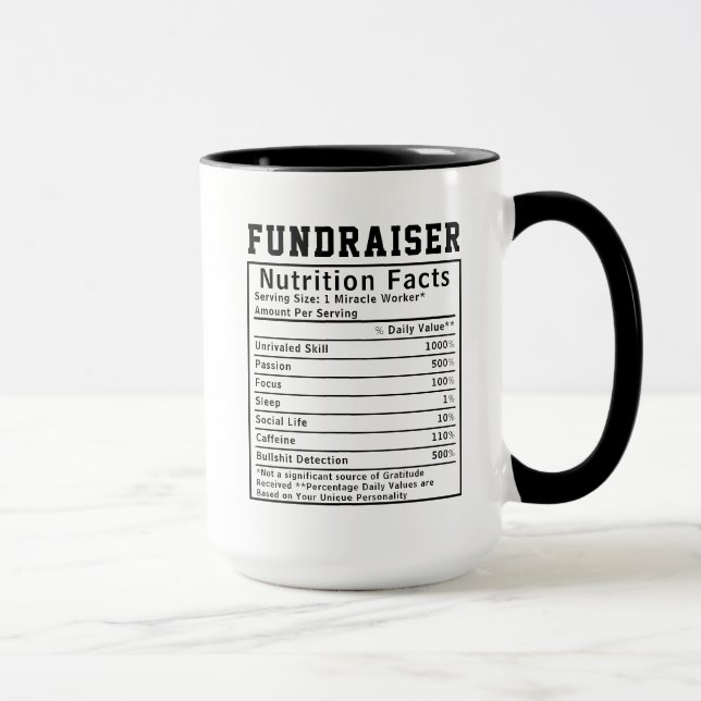 Funny Fundraiser Nutrition Facts Charity Worker Mugg (Höger)
