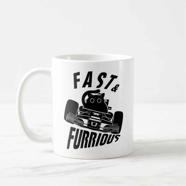 Funny FURRurir bilkatt som kör bil Kaffemugg (Vänster)