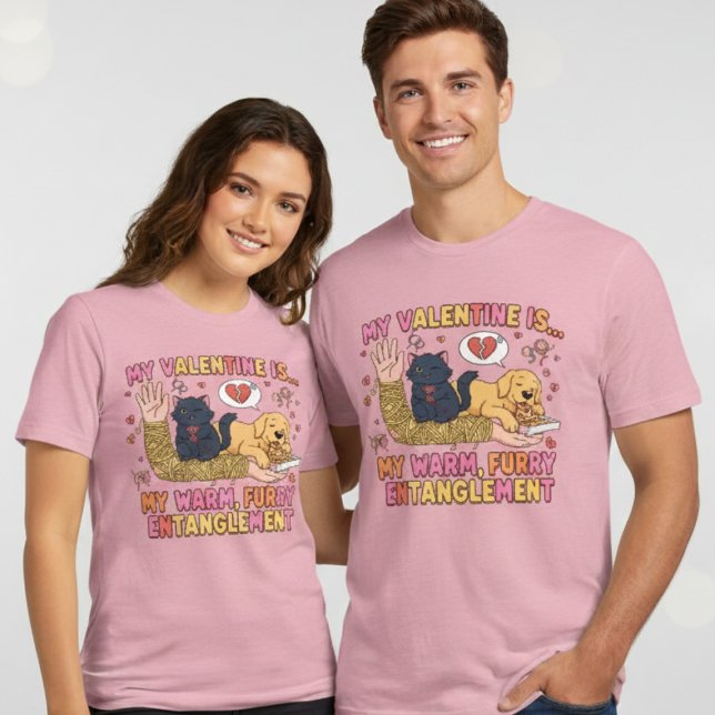 Funny Furry Entanglement Dog Cat Valentine  T Shirt (Skapare uppladdad)