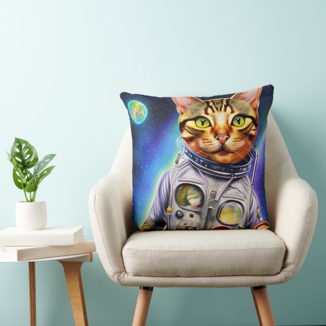 Funny Futuristiska Astronaut Cat Kudde (Stol)