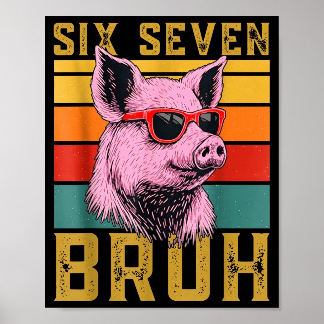 Funny G 67 6 7 Six Seven Meme Animal Retro Design  Poster (Framsidan)