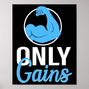 Funny Gains Gym Workout Bodybuilding Weightli Poster